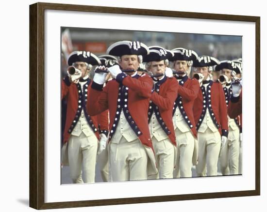 Red Coated Fifers of the US Army Marching in President Lyndon Johnson's Inaugural Parade-John Dominis-Framed Photographic Print
