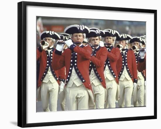 Red Coated Fifers of the US Army Marching in President Lyndon Johnson's Inaugural Parade-John Dominis-Framed Photographic Print