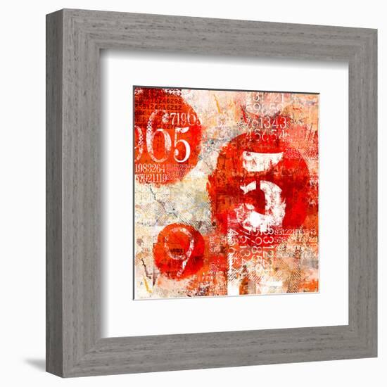 Red Collage Grunge Elements-null-Framed Premium Giclee Print