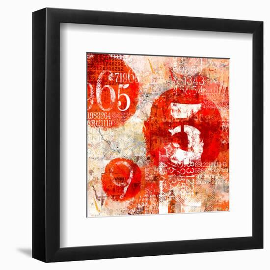 Red Collage Grunge Elements-null-Framed Premium Giclee Print