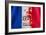 Red Color Dirt with Canvas Fabric Texture of the Flag France in Concept Pray for Paris , 13 Novemb-PinkOmelet-Framed Photographic Print