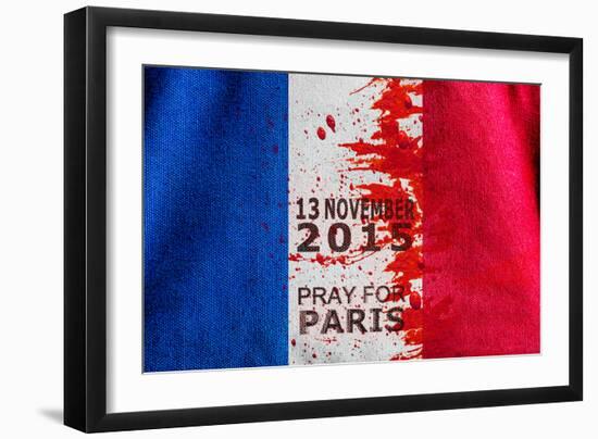 Red Color Dirt with Canvas Fabric Texture of the Flag France in Concept Pray for Paris , 13 Novemb-PinkOmelet-Framed Photographic Print