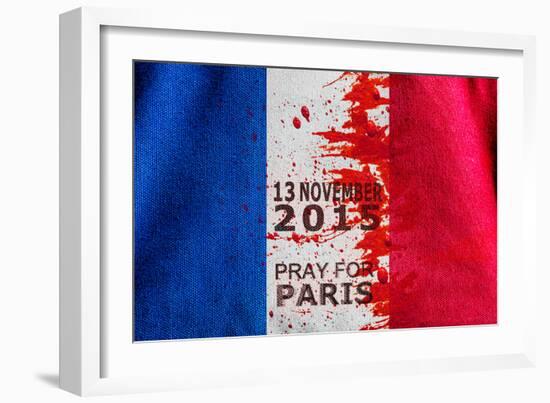 Red Color Dirt with Canvas Fabric Texture of the Flag France in Concept Pray for Paris , 13 Novemb-PinkOmelet-Framed Photographic Print