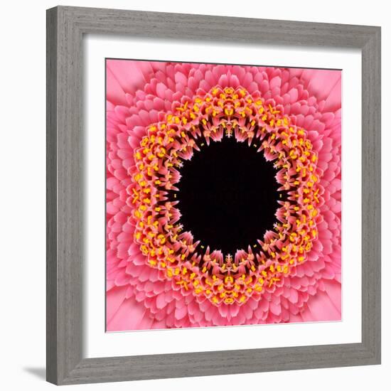 Red Concentric Flower Center: Mandala Kaleidoscopic Design-tr3gi-Framed Art Print