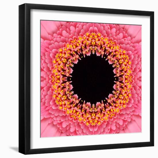 Red Concentric Flower Center: Mandala Kaleidoscopic Design-tr3gi-Framed Art Print