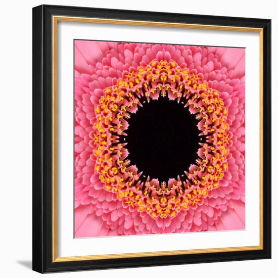 Red Concentric Flower Center: Mandala Kaleidoscopic Design-tr3gi-Framed Art Print