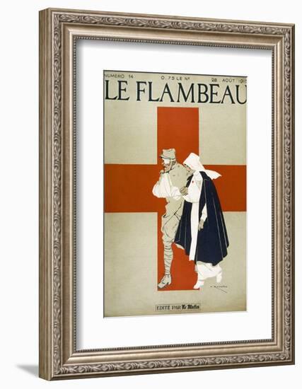 Red Cross Nurse Assists a Bandaged Soldier-Armand Rapeno-Framed Photographic Print