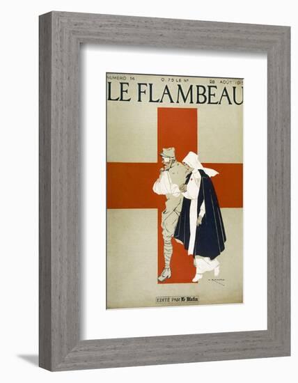 Red Cross Nurse Assists a Bandaged Soldier-Armand Rapeno-Framed Photographic Print