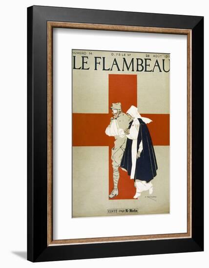 Red Cross Nurse Assists a Bandaged Soldier-Armand Rapeno-Framed Photographic Print