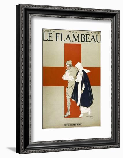 Red Cross Nurse Assists a Bandaged Soldier-Armand Rapeno-Framed Photographic Print