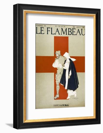 Red Cross Nurse Assists a Bandaged Soldier-Armand Rapeno-Framed Photographic Print