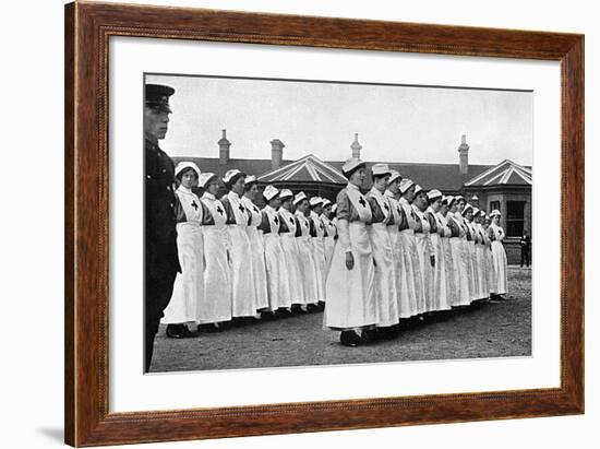Red Cross Nurses on Parade in Harwich During World War I-null-Framed Photographic Print