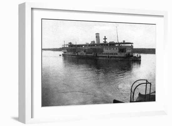 Red Cross River Boat Going Up the Tigris River, Mesopotamia, WWI, 1918-null-Framed Giclee Print