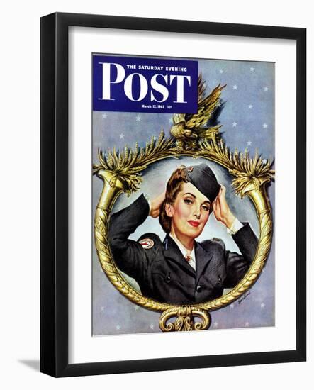 "Red Cross Volunteer," Saturday Evening Post Cover, March 13, 1943-George Garland-Framed Giclee Print