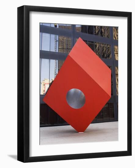 Red Cube Sculpture, 1968 by Isamu Noguchi at 140 Broadway, Manhattan, New York-Amanda Hall-Framed Photographic Print