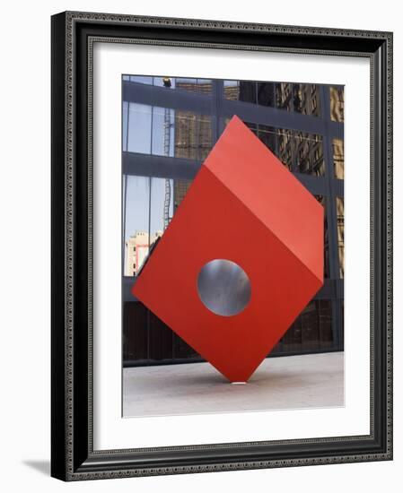 Red Cube Sculpture, 1968 by Isamu Noguchi at 140 Broadway, Manhattan, New York-Amanda Hall-Framed Photographic Print