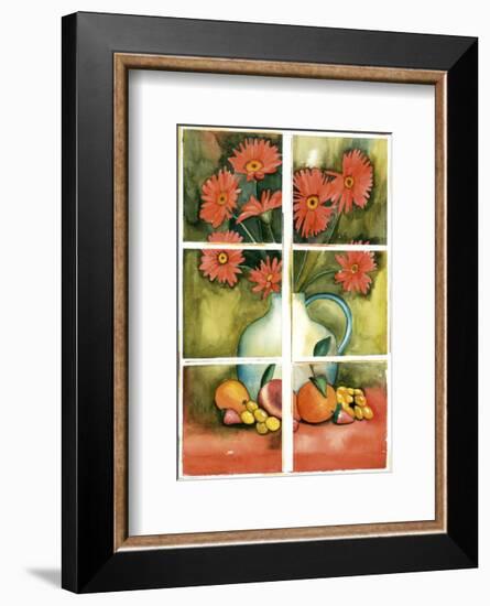 Red Daisies at the Window-Sonia P^-Framed Art Print