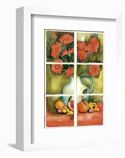 Red Daisies at the Window-Sonia P^-Framed Art Print