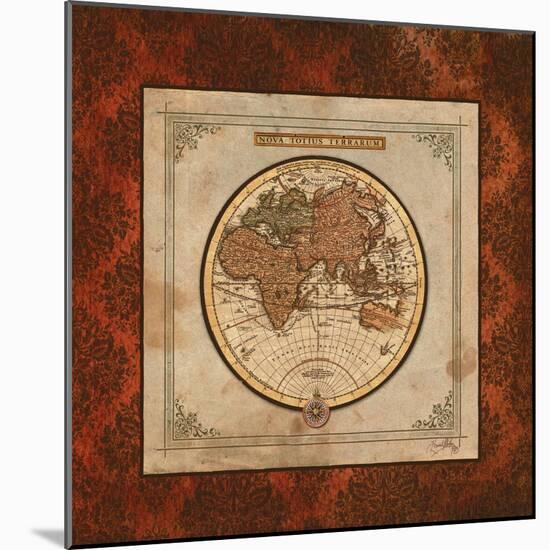 Red Damask Map II-Elizabeth Medley-Mounted Art Print