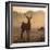 Red Deer Stags Stand in Morning Mist, One with a Crow on His Back-Alex Saberi-Framed Photographic Print