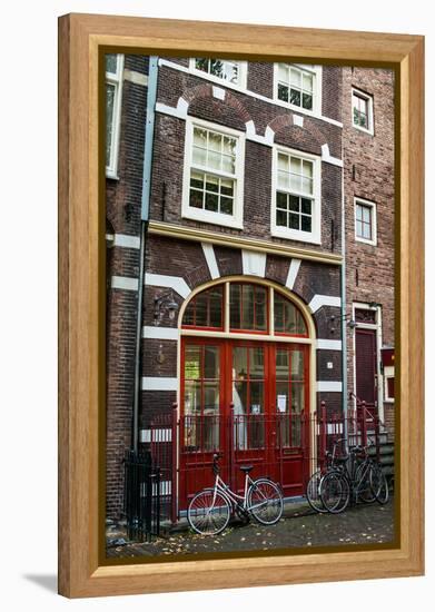 Red Door in Amsterdam-Erin Berzel-Framed Premier Image Canvas