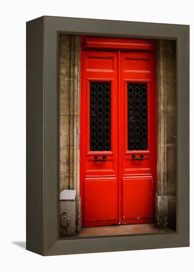 Red Door in Paris-Erin Berzel-Framed Premier Image Canvas