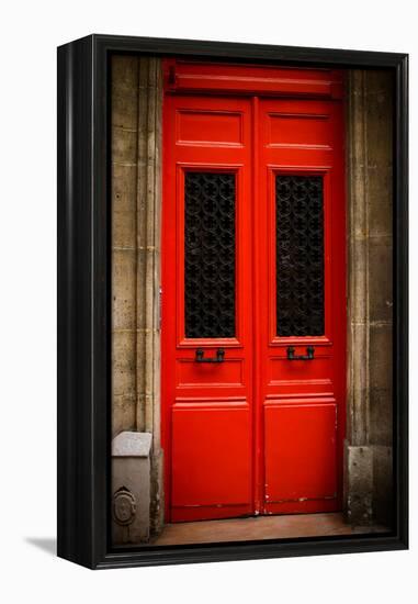 Red Door in Paris-Erin Berzel-Framed Premier Image Canvas