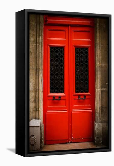 Red Door in Paris-Erin Berzel-Framed Premier Image Canvas