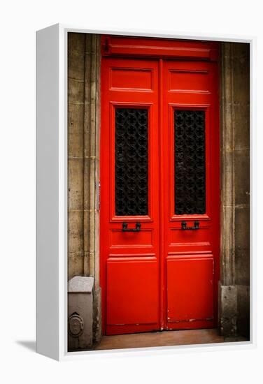 Red Door in Paris-Erin Berzel-Framed Premier Image Canvas