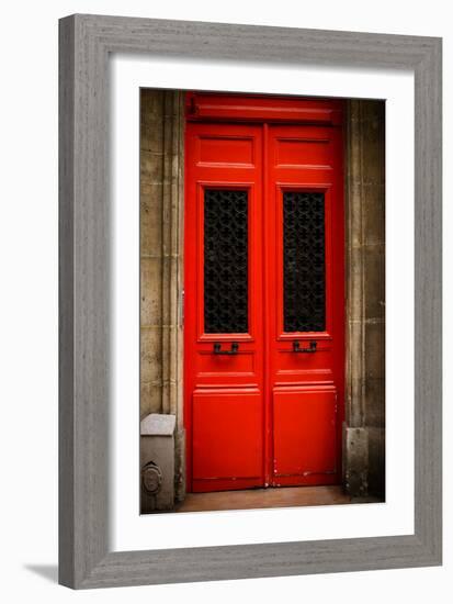 Red Door in Paris-Erin Berzel-Framed Photographic Print