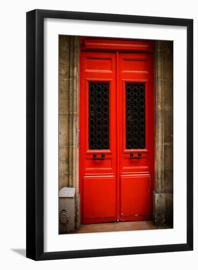 Red Door in Paris-Erin Berzel-Framed Photographic Print