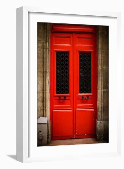 Red Door in Paris-Erin Berzel-Framed Photographic Print