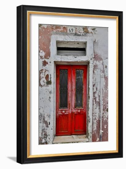 Red Doorway Old Building Burano, Italy-Darrell Gulin-Framed Photographic Print