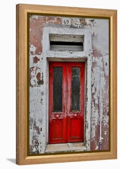 Red Doorway Old Building Burano, Italy-Darrell Gulin-Framed Premier Image Canvas