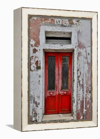 Red Doorway Old Building Burano, Italy-Darrell Gulin-Framed Premier Image Canvas