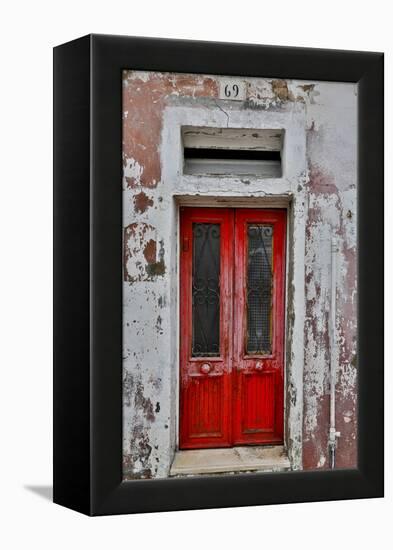 Red Doorway Old Building Burano, Italy-Darrell Gulin-Framed Premier Image Canvas