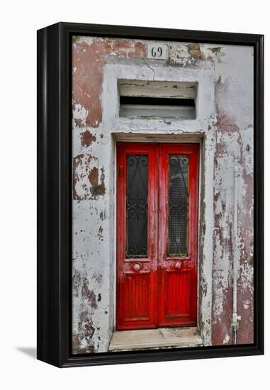 Red Doorway Old Building Burano, Italy-Darrell Gulin-Framed Premier Image Canvas