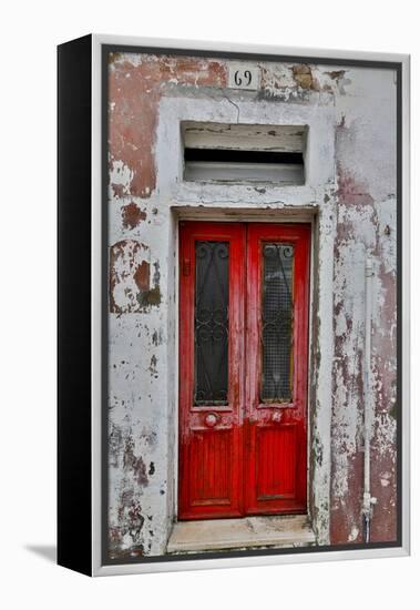 Red Doorway Old Building Burano, Italy-Darrell Gulin-Framed Premier Image Canvas