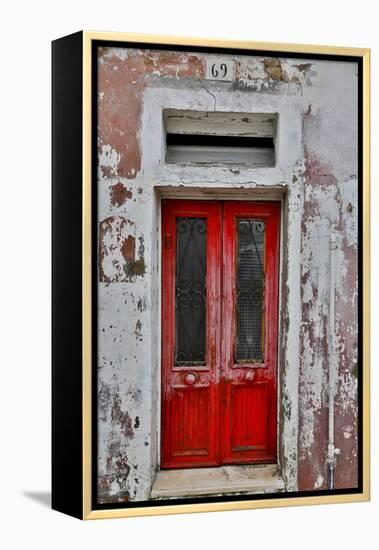 Red Doorway Old Building Burano, Italy-Darrell Gulin-Framed Premier Image Canvas