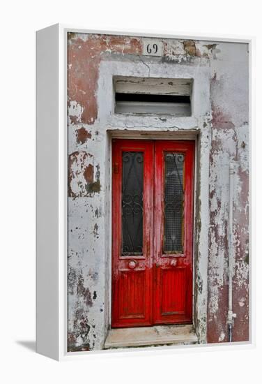 Red Doorway Old Building Burano, Italy-Darrell Gulin-Framed Premier Image Canvas