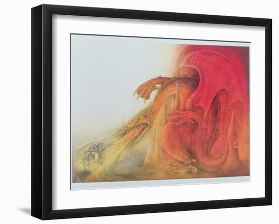 Red Dragon with St. George and Virgin on Horse-Wayne Anderson-Framed Giclee Print