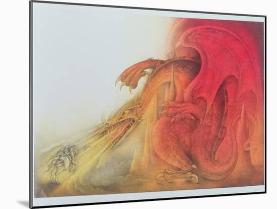 Red Dragon with St. George and Virgin on Horse-Wayne Anderson-Mounted Giclee Print
