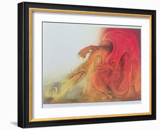 Red Dragon with St. George and Virgin on Horse-Wayne Anderson-Framed Giclee Print