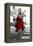 Red Dress in the City-JJ Brando-Framed Stretched Canvas