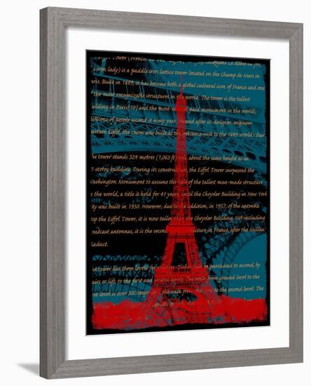 Red Eiffel Tower Paris on Green-Victoria Hues-Framed Giclee Print