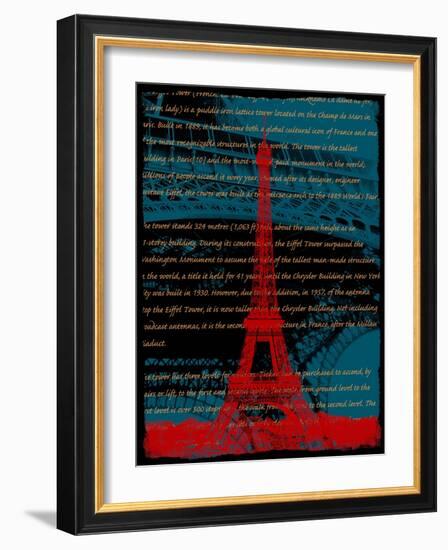 Red Eiffel Tower Paris on Green-Victoria Hues-Framed Giclee Print