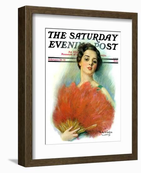 "Red Feathered Fan," Saturday Evening Post Cover, February 28, 1931-William Haskell Coffin-Framed Giclee Print