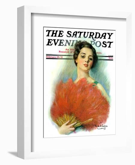 "Red Feathered Fan," Saturday Evening Post Cover, February 28, 1931-William Haskell Coffin-Framed Giclee Print