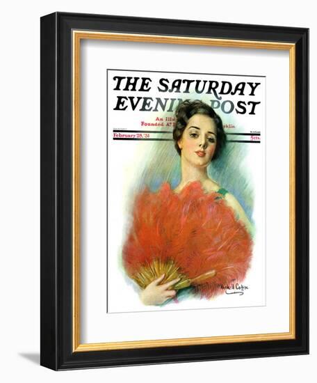 "Red Feathered Fan," Saturday Evening Post Cover, February 28, 1931-William Haskell Coffin-Framed Giclee Print