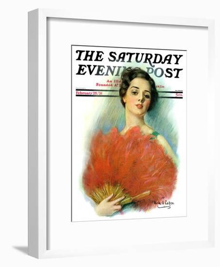 "Red Feathered Fan," Saturday Evening Post Cover, February 28, 1931-William Haskell Coffin-Framed Giclee Print